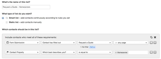 form in smart list