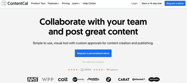 content cal social media management tool for small businesses