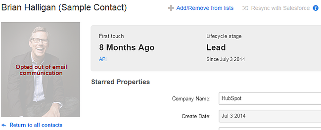 Contact opted out of email communication