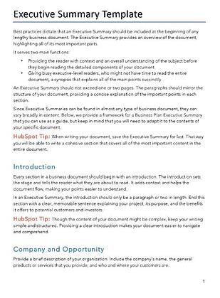 Executive summary template.