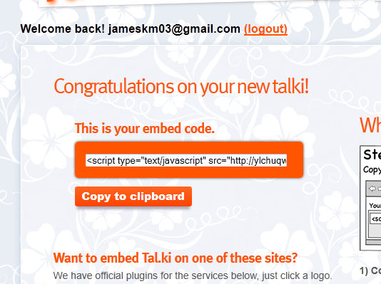 talki embed code