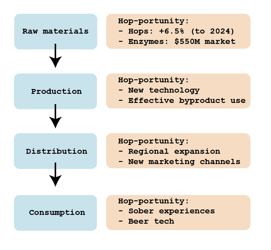 Flow chart of the productions steps by beer companies